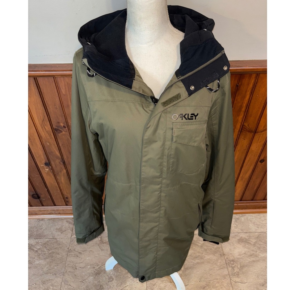 Oakley Mens Biozone FN Dry 10k Hooded Full Zip Ski Jacket Olive Green Small